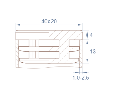 Заглушка прямоугольная 20х40 мм